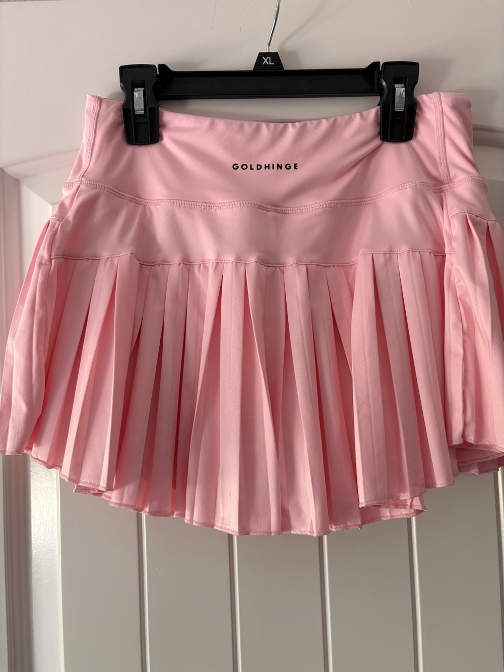 GoldHinge Light Pink Pleated Skater Skirt